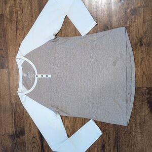 Womens Kuhl gray & white Collette Henley shirt size S